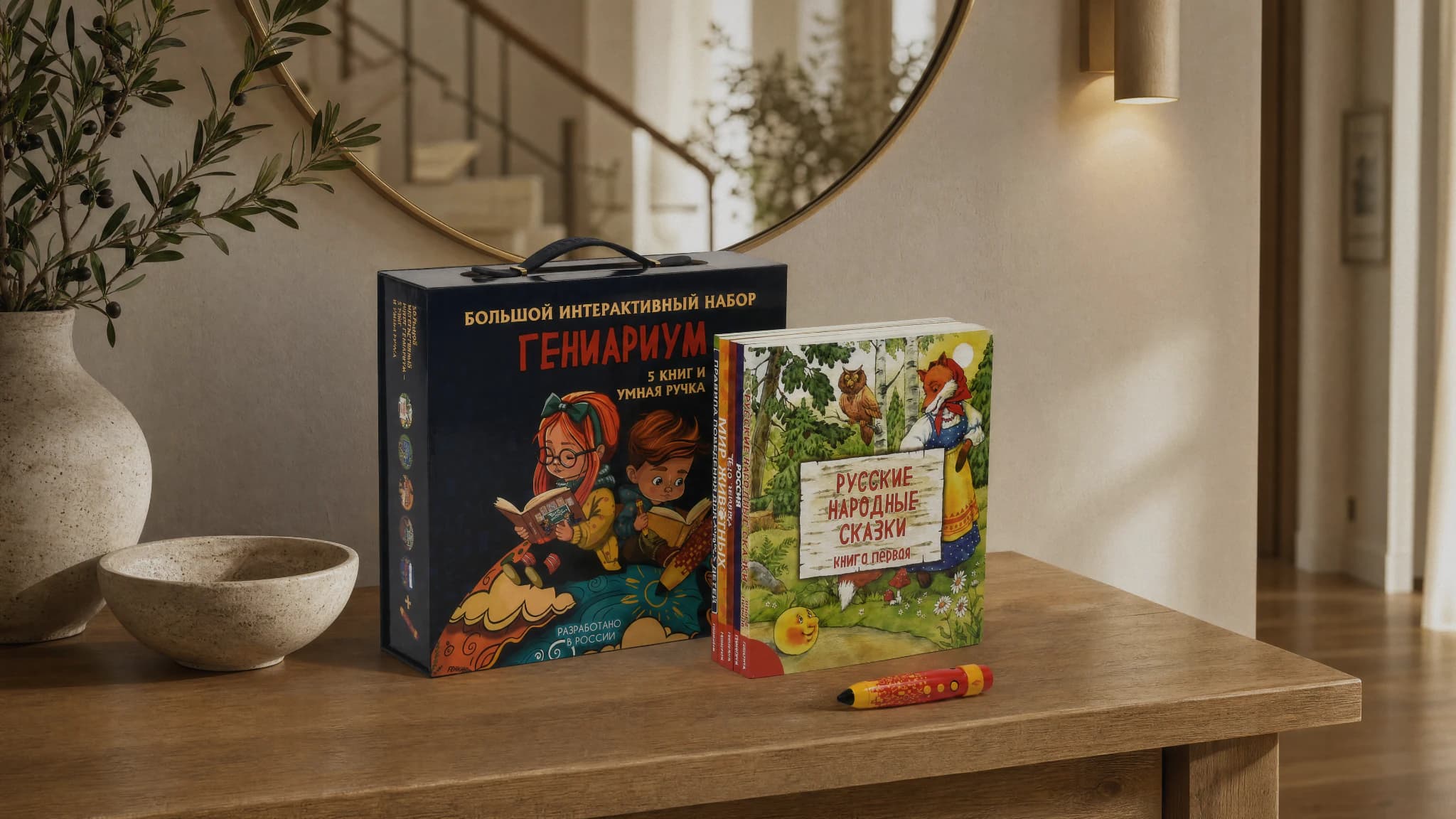 Главный набор ГЕНИАРИУМ, пять книг и умная ручка